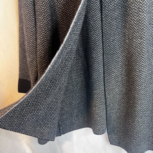 Benedetta B Cape Cardigan Merino Wool Blend Tweed Look Chevron Size Small - Picture 6 of 10